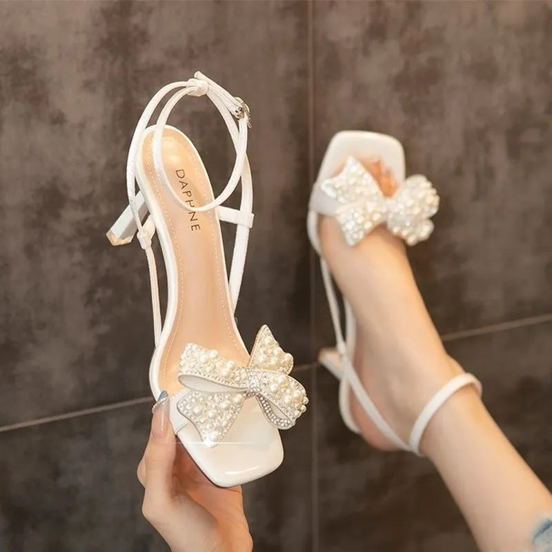Bow stiletto high heels sandals women brand wedding shoes designer summer sexy party pumps – Pollyanna Events