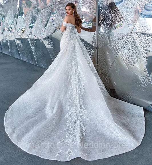 Vestido de noiva Sereia 2 em 1 Para decote em coração de noiva com apliques de renda comprimento de piso personalizado, além de tamanhos vestidos de