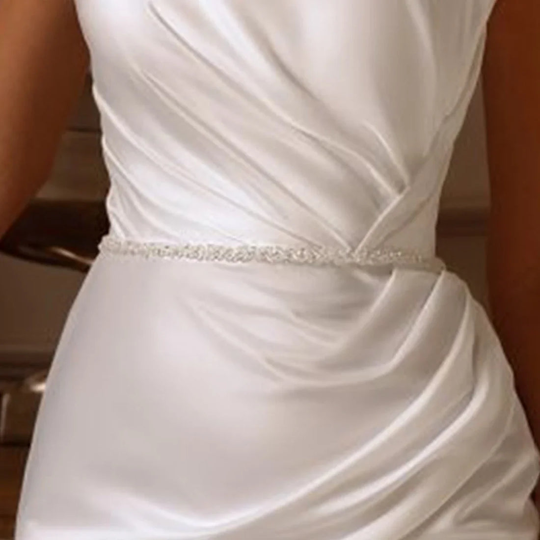 Romantic Sheath Pleated Sashes Wedding Dresses For Women Backless Mermaid Satin Bridal Party Gown For Bride Vestidos Novia