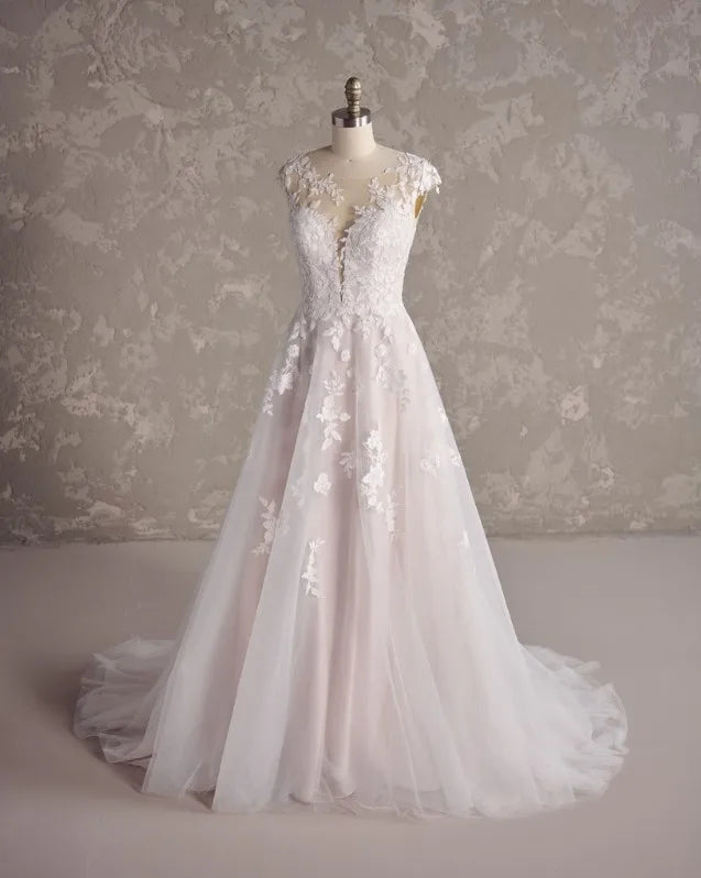 Customized 2026 Latest Princess Dress, Sleeveless Round Neck Wedding Dress Appliqu É D Chiffon Vestido De Noiva