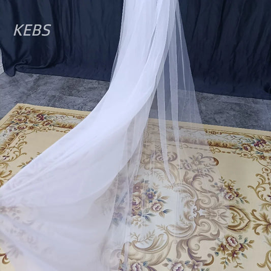 Witte bruidssluier Kathedraal Lange 2-laags bruiloftsluier met kam ivory bruidsaccessoires