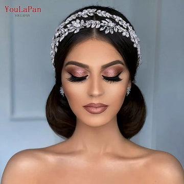 YouLapan HP450 Bridal Crown Silver Wedding Tiara Bride Headband Tandbanca de la corona brillante Accesorios de joyería para mujeres