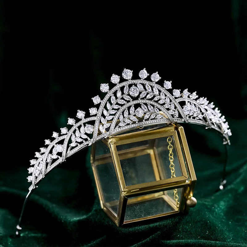 CZ Zirconia Tiaras and Crowns AAA Zircon Headpiece Women Brides Princess Queen Headband Wedding Accessories Bridal Hair Jewelry
