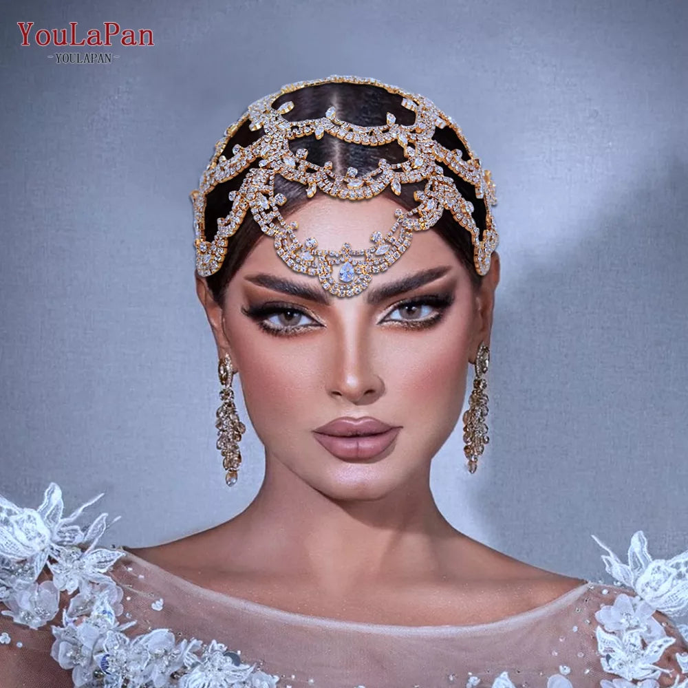 Topqueen hp480 zircone zircone zircone Grande forma di fiore a forma di donna Accessori per capelli da sposa per capelli Brides Ornament Headband