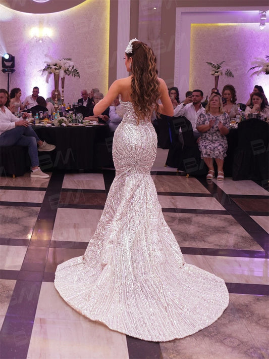 Вишукані весільні сукні без брекуля для жінок русалка, що вирівнюється вручну наречену, наречене сукня арабська весільна сукня на замовлення