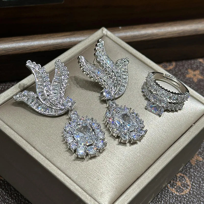 Luxury Bird AAA Zircon Bridal Earrings Cubic Zirconia Wedding Earring For Bride Women Accessories Party Dinner Dress Jewelry