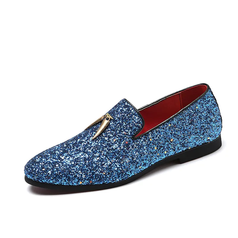 Italiaanse mode glitter loafers mannen nieuwe aankomst 2024 coiffeur trouwjurk formele schoenen mannen elegante feestschoenen mannen klassiek