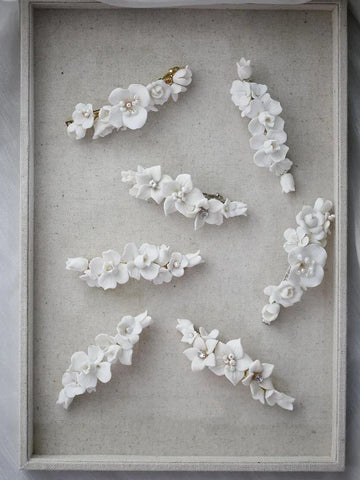 Wedding Accessories Porcelain Flower Hair Pin Clip Women Girl Hairpin For Brides Gold Silver Color Head Piece Bridal Jewelry