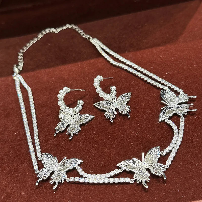 Butterfly Zircon Pearl Bridal Earrings CZ Cubic Zirconia Wedding Earring For Brides Accessories Women Birthday Gifts Jewelry