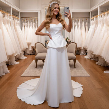 Simple Satin Sweetheart Wedding Dress For Bride Backless Ball Gown With Train Long Bridal Party Gown Vestidos Novia