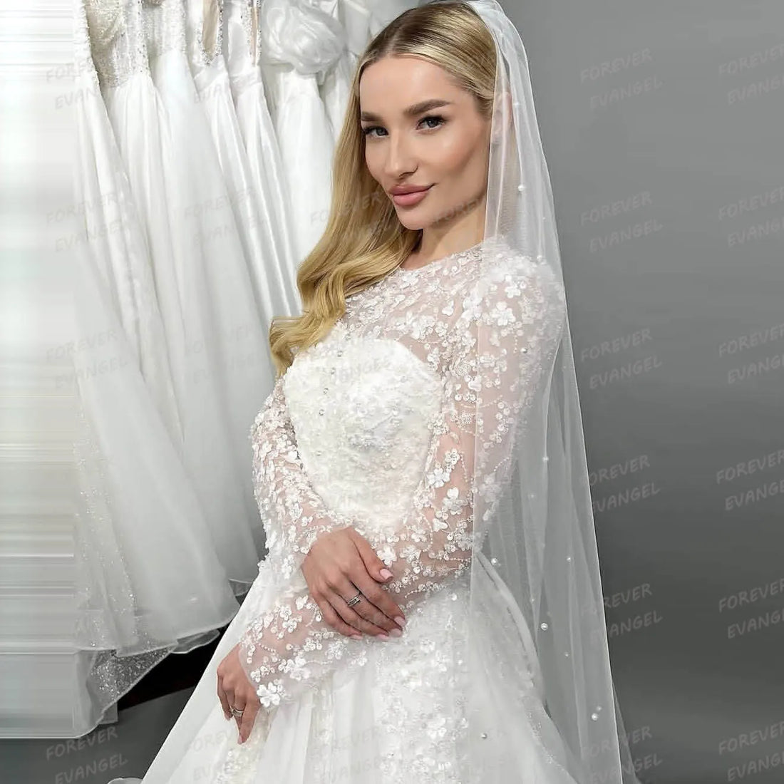 Gentle A Line Wedding Dresses Woman's Sexy Appliques Long Sleeve Boho Bride Gowns Fluffy Princess Vestidos De Novia Customized