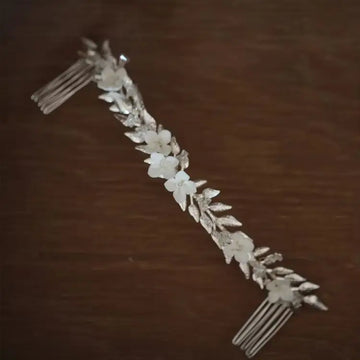 Wedding Accessories Long Hair Comb Pin Porcelain Flower Hairpins For Brides Women Leaf Headband Headpieces Bridal Jewelry