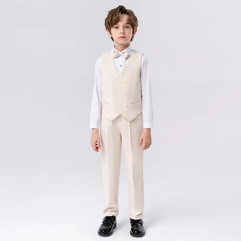 New Fashion Baby boys suits sets Formal solid baptism sets flower wedding childres suits baby party clothing 3pcs 3-12Y Conjunto