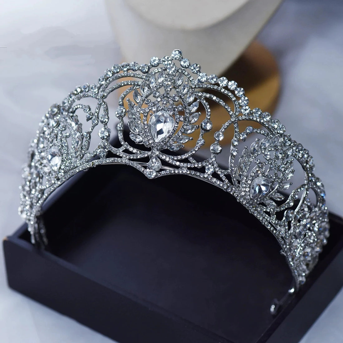 Crystal Tiaras and Crowns Rhinestones Diadem Set For Bride Women Prom Pageant Headband Bridal Hair Jewelry Wedding Accessories