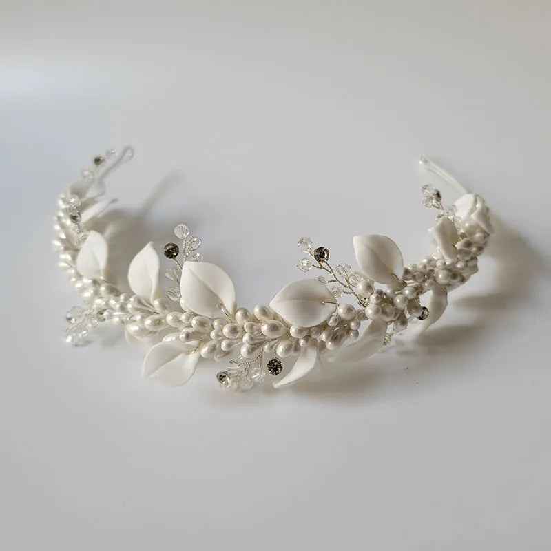 Handmade luxury rhinestone crystal porcelain flower bridal tiara wedding bridesmaids crown women hair jewelry – Pollyanna Events