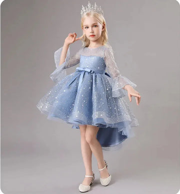 Elegant Flower Girls Princess Sequins Baby Wedding Christmas Fête de Noël Robe Duffy Lace Broidered Host Costume 3-12y