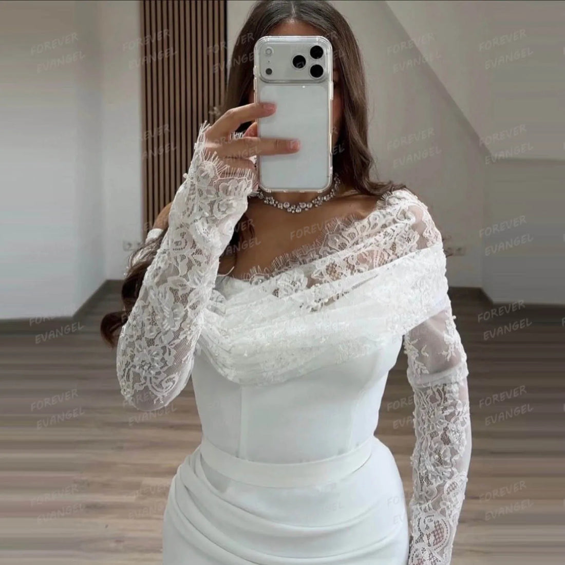 Simple Wedding Dresses Woman Mermaid Bride Gowns Sexy Long Sleeve Off Shoulder Lace Satin Customized Formal Vestidos De Novia