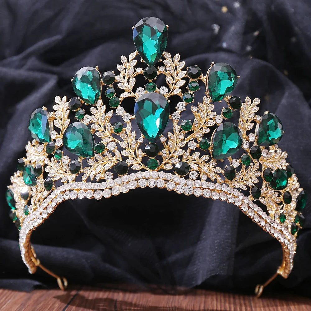 Luxury royal queen wedding crown women large crystal banquet veil tiara party costume hair ornament – Pollyanna Events