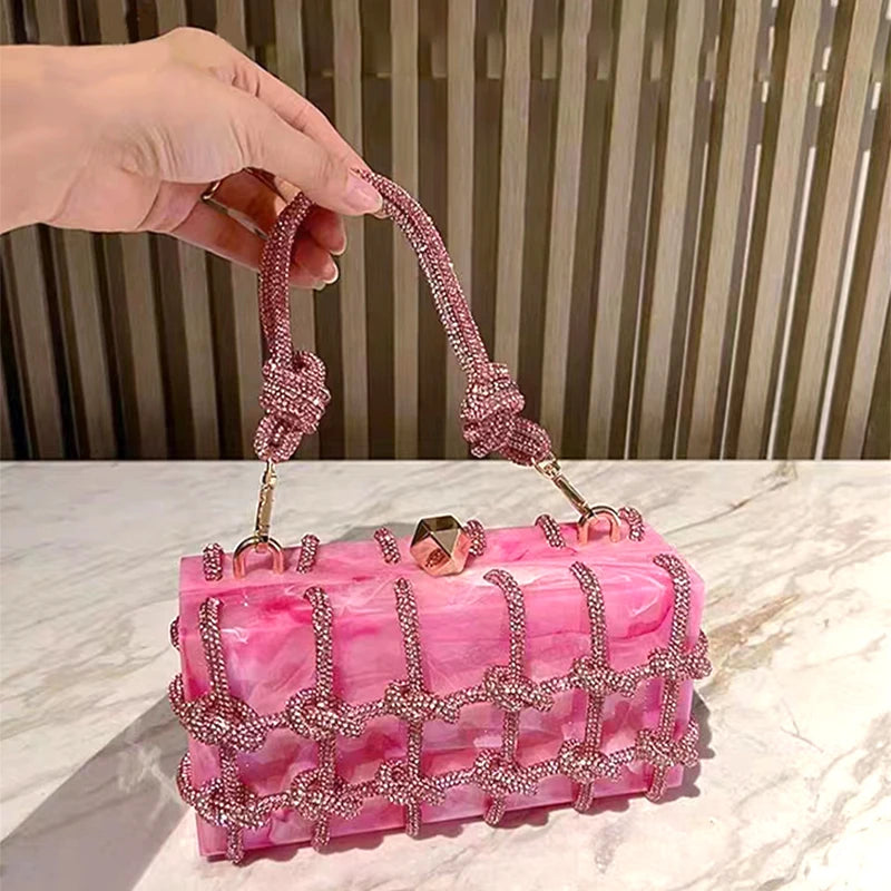 JIOMAY Luxury Rhinestone Purses For Women Brand Fashion Designer Handbags Marbling Evening Clutch Versatile Party Rhinestone Bag