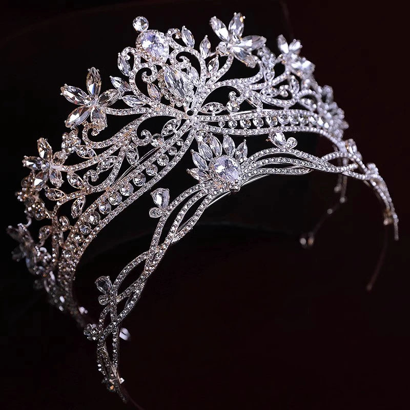 Wedding Hair Accessories Pageant Prom Tiara Crows Rhinestones Crystal Diadem Women Bride Princess Queen Headband Bridal Jewelry