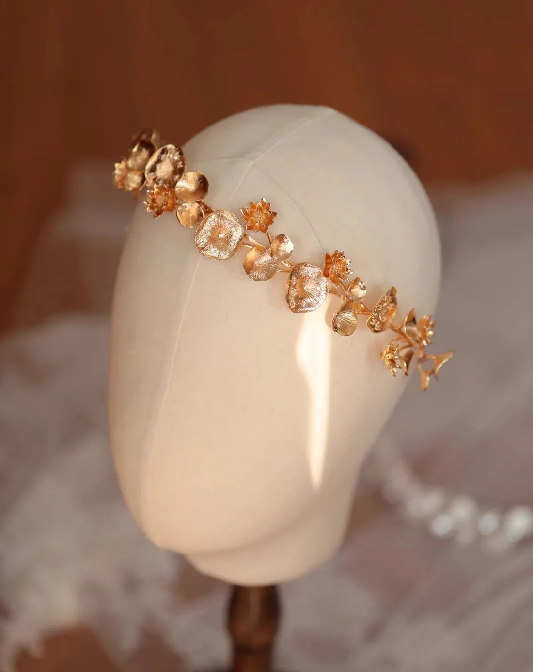 Wedding Hair Accessories Lotus Flower Headband Tiara Crystal Headpiece Crown Gift Brides Leaf Headdress Headwear Bridal Jewelry