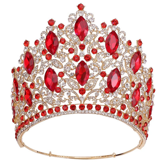 Розкішна високоякісна королівська королева весільна корона для жінок великі кришталеві банкетні туару костюм костюма для волосся ювелірні аксесуари