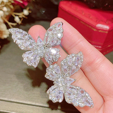 Luxury Butterfly Zircon Bridal Earrings Cubic Zirconia Wedding Earring For Brides Accessories Women Birthday Gifts Jewelry
