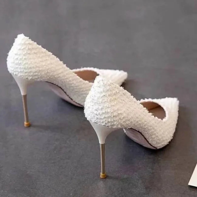 Nuove scarpe con tacchi alti Eleganti signore da donna Stilettos Scarpe per etichetta nera puntate scarpe da sposa