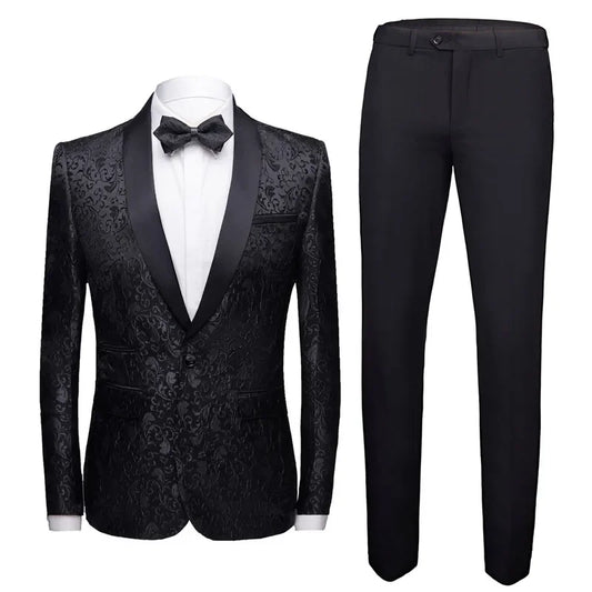Coat Pants 2 Piece Suit Set Luxury Groom Wedding Dress Party High End Custom Slim Fit Lapel Blazer Jacket Men's Trousers