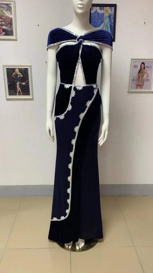 Factory Wholesale Women's Black High-End Luxury Sexy Boutique Celebrity Cocktail Party Evening Long Dress