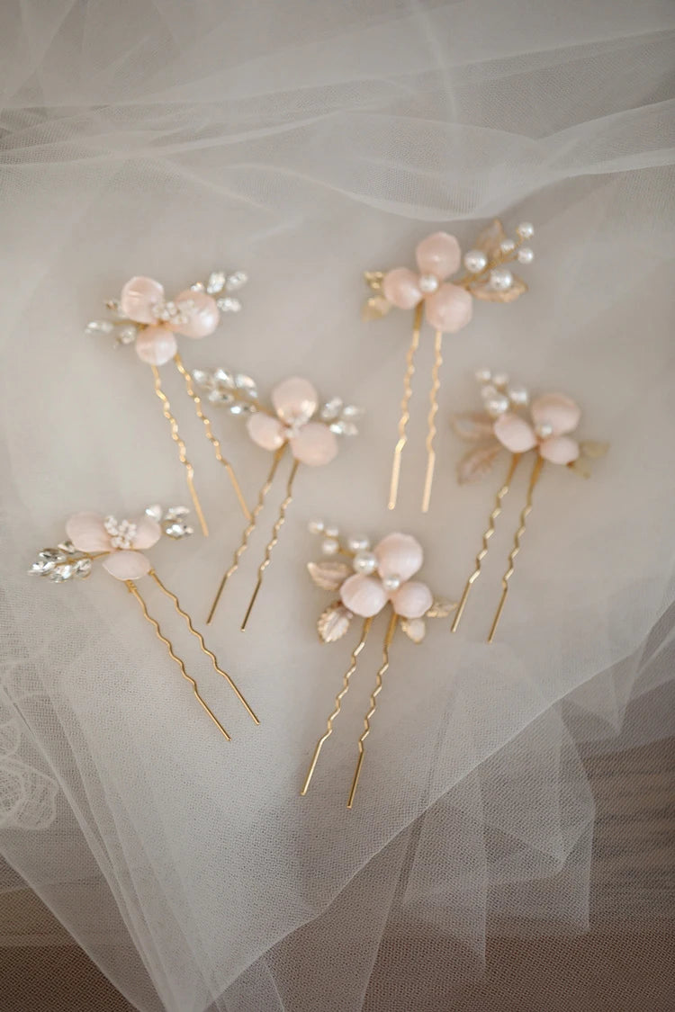 Wedding Accessories Flower Hair Pin Clip Vintage Gold Color Hairpin For Brides Bridesmaids Girl Party Head Piece Bridal Jewelry
