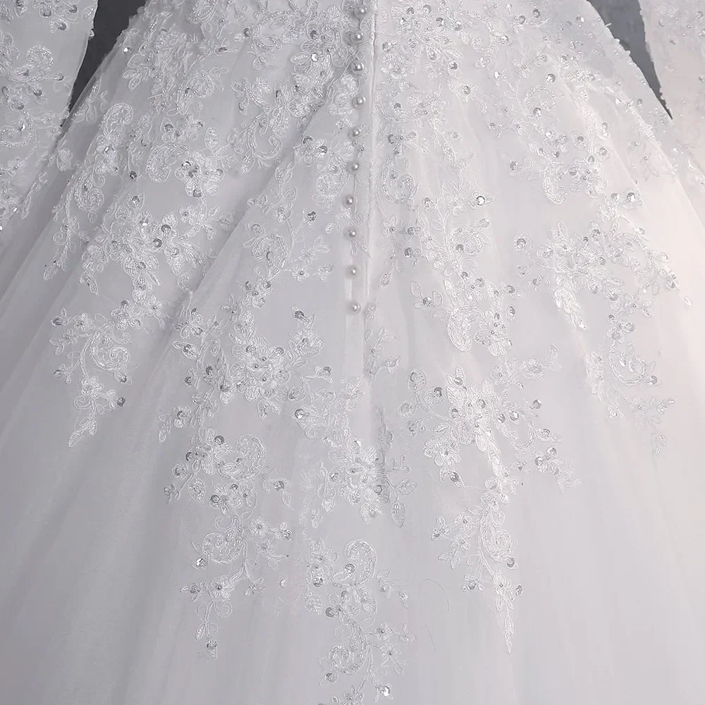 Modest Wedding Dress 2026 Lace Beads Long Sleeves Elegant High Neck With Train Princess A Line Bridal Grown Vestidos De Novia