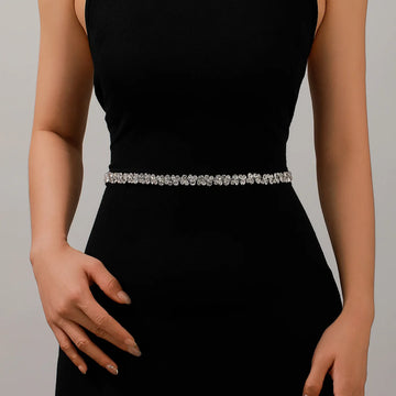 Crystal Rhinestones Wedding Belt Silver Color Bridal Belts Sash For Women Party Evening Dress Brides Jewelry