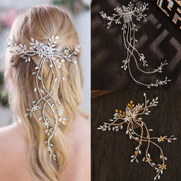 Düğün Saç tarağı aksesuarları kristal inci saç kemeri düğün gelin saç süsleri saç takı gelini uzun başlık kafa bantları