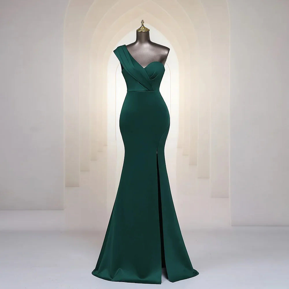 Sexy Greenone shoulder Evening Dress Mermaid Sexy Criss Cross Off Shoulder Sleeveless Women Party Dresses Prom Formal Maxi dress