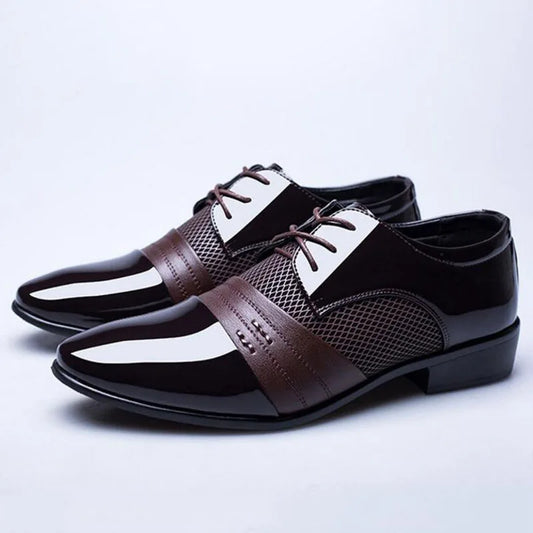 Fashion New British Men's Leather Shoes Classic Man Pointed Toe Formal Wedding Shoes Male Flats Dress Shoes Lace Up