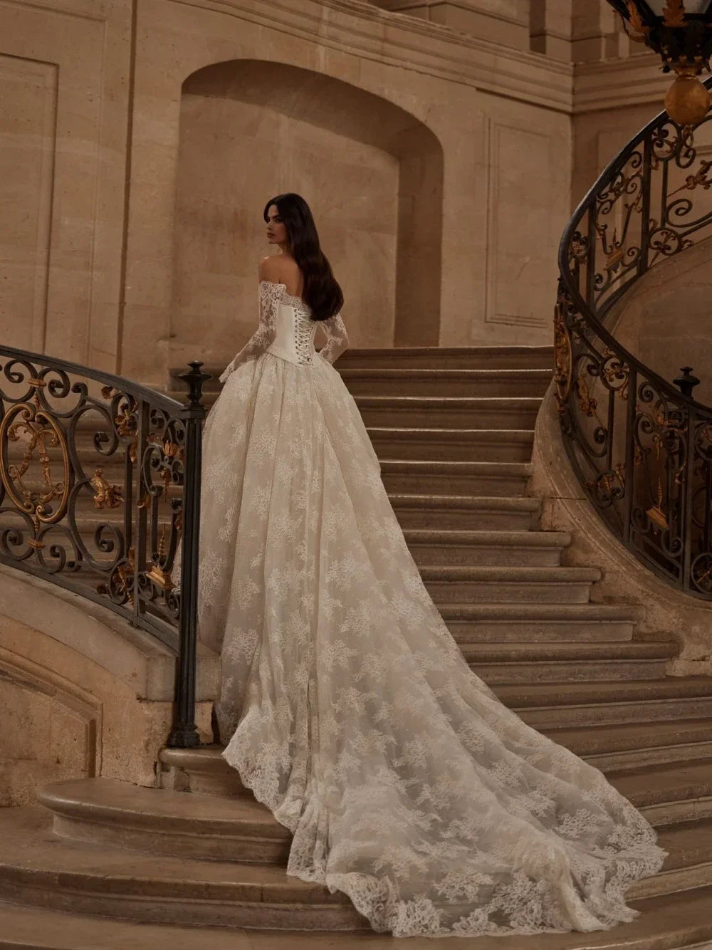 customized Off the Shoulder Wedding Dresses Sweetheart Long Sleeves Lace Appliques A-Line Princess Bride Gown Vestido De Novia