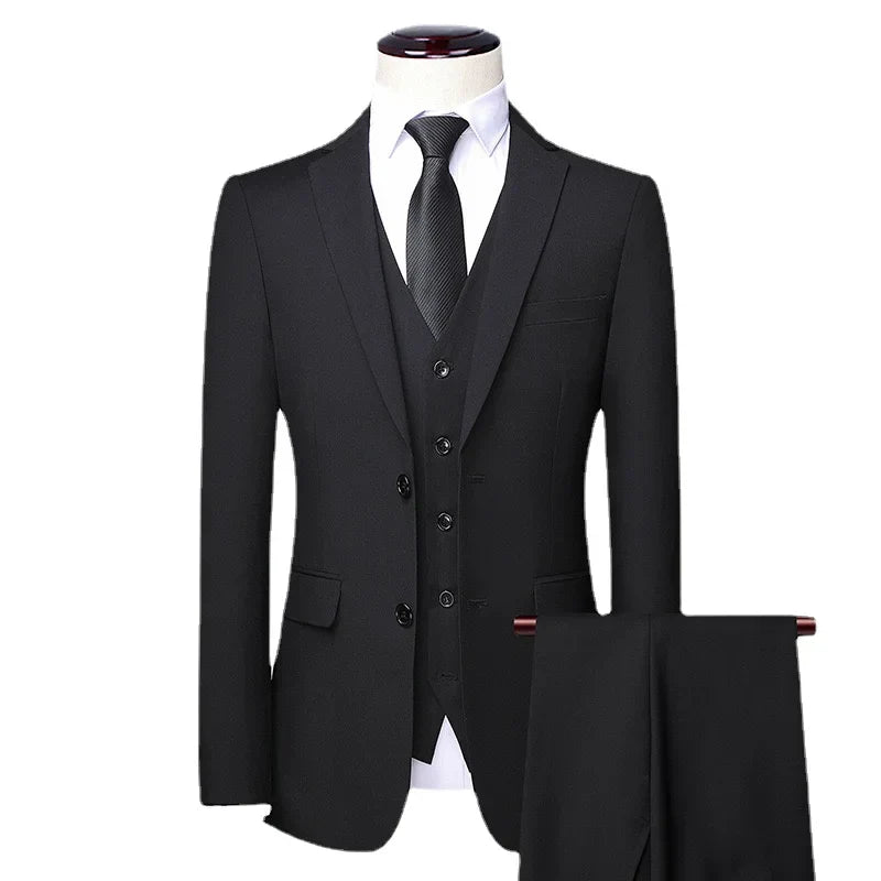 Men wedding suit 3 piece 2 set blazers elegant jackets vest pants luxury business formal Korean – Pollyanna Events