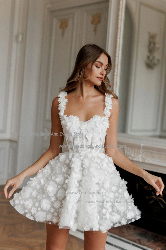 VERNGO A-LINE Vestidos de novia cortos Correas de espagueti Sweetheart sobre la rodilla Bridals Gowns Women Back Lace Up Vestidos Novia 2024