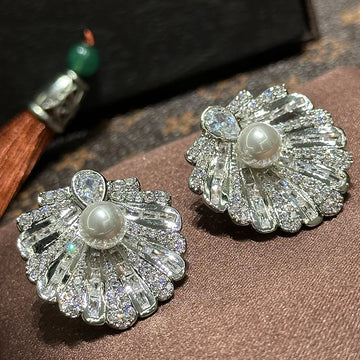 Pearl AAA Zircon Bridal Earrings CZ Cubic Zirconia Wedding Earring For Brides Accessories Women Party Dinner Dress Jewelry