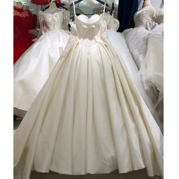 Kisswhite Bridal Love Collection Customized Satin Wedding Dress Corset Sleeves Remove one show 3 Crystals Bridal Gowns