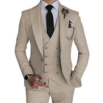2024 Fashion New Men Leisure Boutique Business Solid Color Wedding Capellone Vestinato da 3 PC Set Blazer Giacca Pantaloni