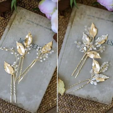 Wedding Accessories Gold Color Hair Pin Clip Rhinestones Crystal Head Piece For Bride Bridesmaids Hairpin Bridal Jewelry