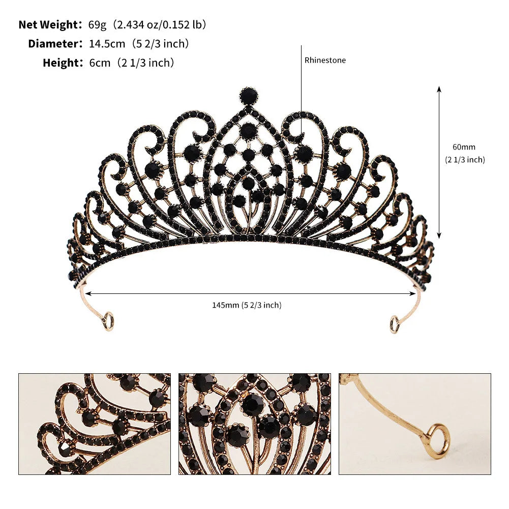 DIEZI Luxury Korean AB Crystal Tiara Crown Women Girls Party Wedding Princess Rhinestone Bridal Crown Hair Jewelry Accessories