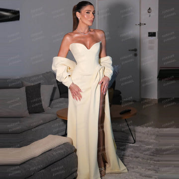 Elegant Wedding Dresses Woman's Mermaid Bride Gowns Off Shoulder Satin Sexy High Split Customized Vestidos De Novia Mariée 2025