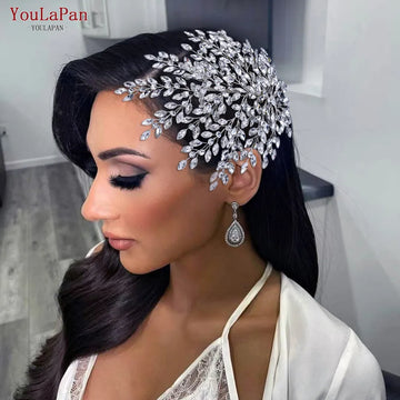 TOPQUEEN HP438 Fashion Wedding Headpiece Women Tiara Bridal Headwear Crystal Hair Piece Wedding Accessories Rhinestone Headband