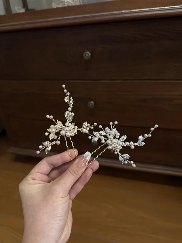 Wedding Accessories Pearl Crystal Hair Pin Clip Vintage Gold Silver Color Head Pieces Bridesmaids Brides Hairpins Bridal Jewelry