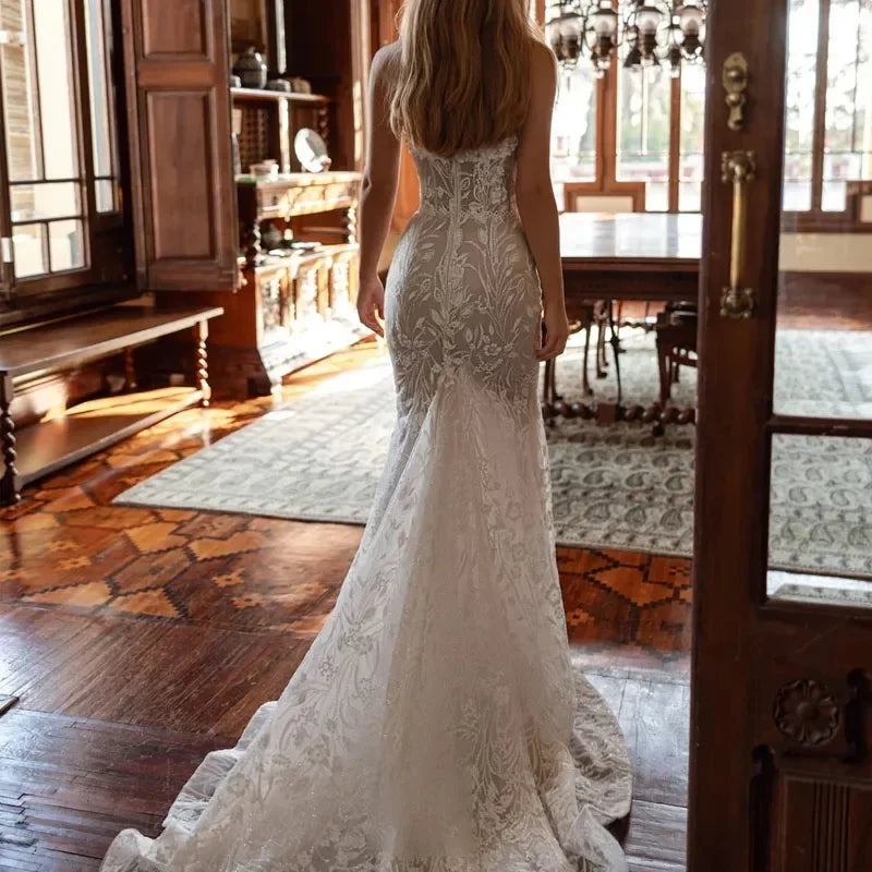 Customized Sexy Graceful Mermaid Sweetheart Tulle Off White Wedding Dress With Detachable Overskirt Bride Gowns