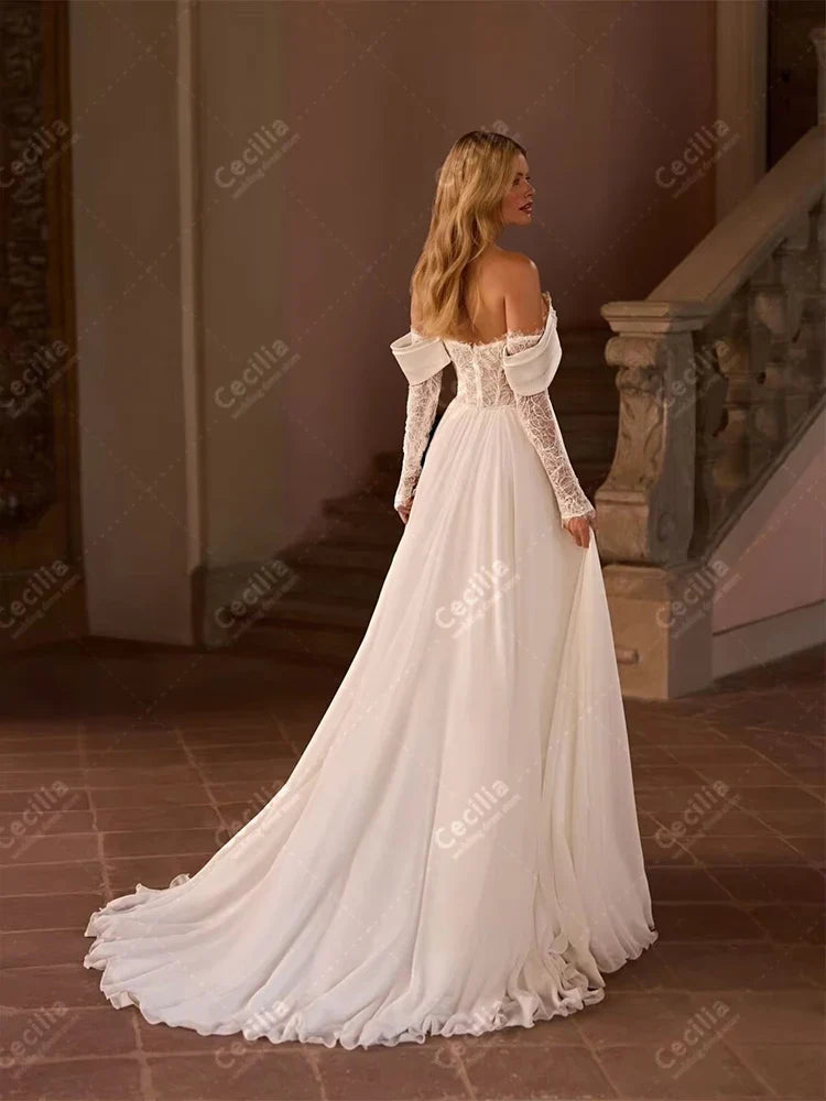 Classic Wedding Dresses A Line Chiffon Bridal Gowns Sweetheart Off The Shoulder Robes Vintage Customized Vestidos De Novia 2026