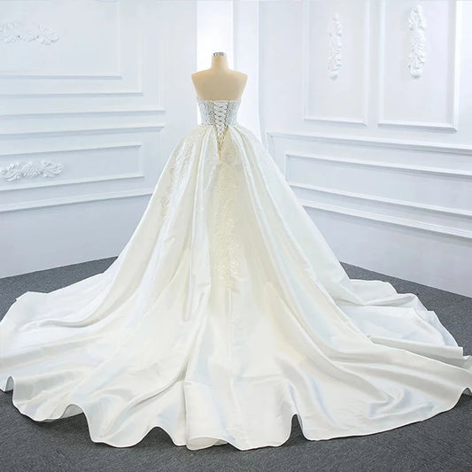 Нові прибуття 2 штуки Перлина весільна сукня з русалки з знімною каплицею Вестидо де Нойва Серея 2 Ем 1